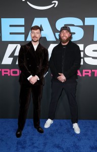 Jimmy Donaldson aka MrBeast and Tyler Conklin at the "Beast Games" Season 2 Premiere held at the Academy Museum of Motion Pictures on January 06, 2026 in Los Angeles, California.