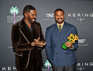 Colman Domingo and Michael B. Jordan at the 37th Annual Palm Springs International Film Festival Film Awards held at Palm Springs Convention Center on January 03, 2026 in Palm Springs, California. (Photo by Michael Buckner/Variety via Getty Images)