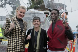 PASADENA, CALIFORNIA - JANUARY 01: (L-R) Rebecca Romijn, Tig Notaro and Karim Diane attend the "Star Trek" 60th Anniversary Rose Parade Float Celebration on January 01, 2026 in Pasadena, California. (Photo by Rodin Eckenroth/Getty Images for Paramount+)